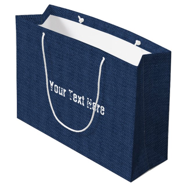 Faux Blue Jeans Design Gift Bag with Custom Text (Back Angled)