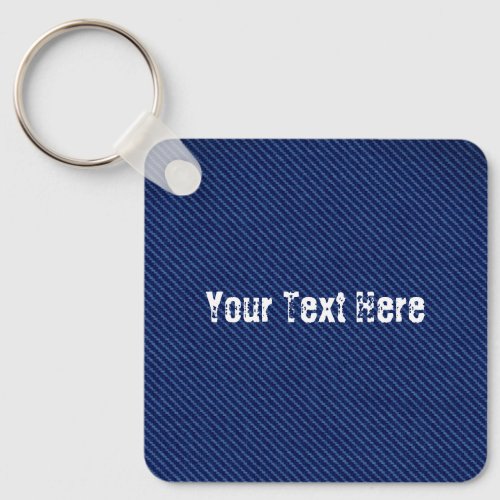 Faux Blue Jeans Keychain Gift _ Your Text Name