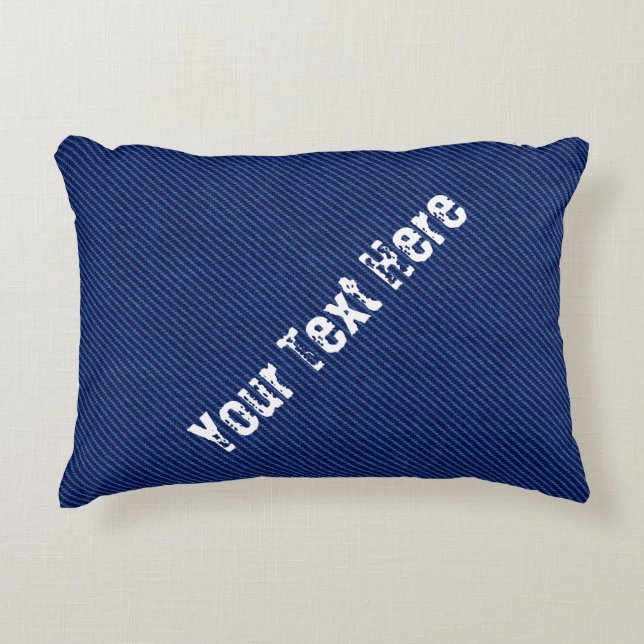 Faux Blue Jeans Pillow - Custom Text Your Font (Front)