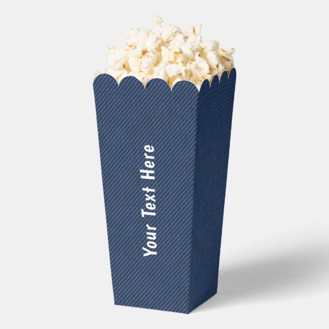 Faux Blue Jeans Popcorn Box with Custom Text (Popped)