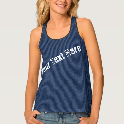 Faux Blue Jeans Tank Top with Custom Text Name