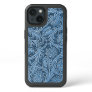 Faux Blue Leather Chic Paisley Floral Pattern iPhone 13 Case
