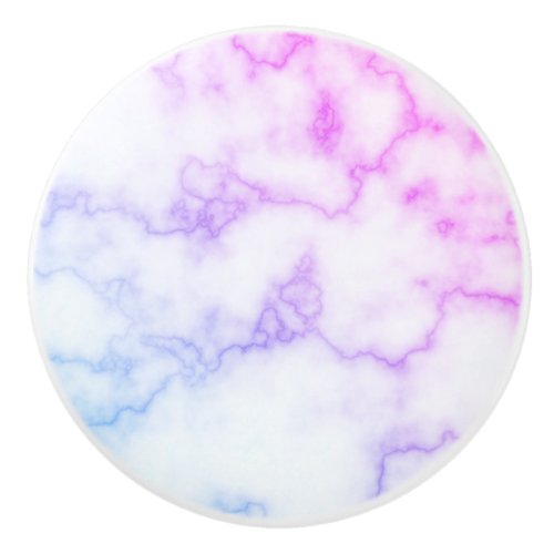 Faux Blue Pink and Purple Marble Ceramic Knob