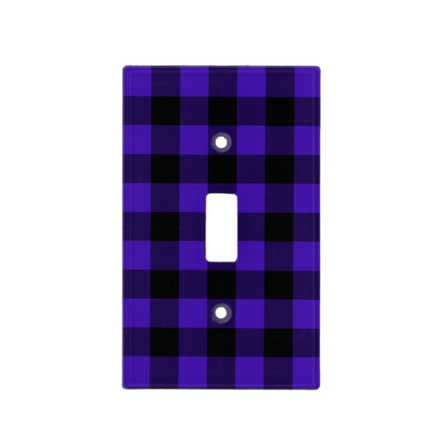 Faux Blue Plaid Tartan Light Switch Cover (Front)