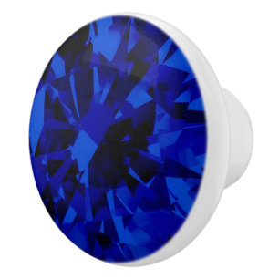 Faux Blue Sapphire Print Ceramic Round Pull