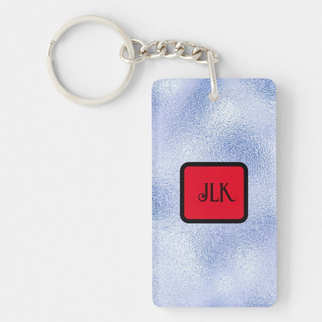 Faux Blue Suede Writer Acrylic Keychain (Front)
