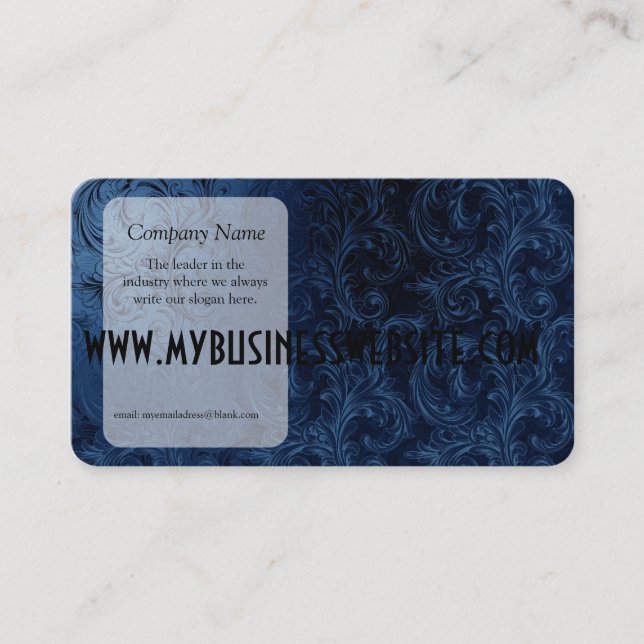 Faux Blue Velvet Swirls Business Card (Front)