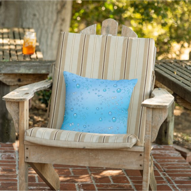 Faux Blue Water Bubbles Outdoor Pillow (Chair)