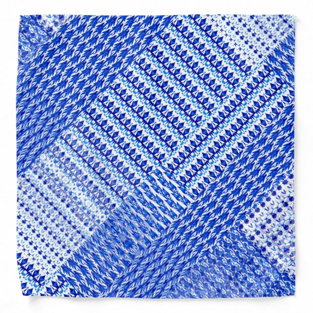 Faux Blue Weave Design on Bandana (Front)