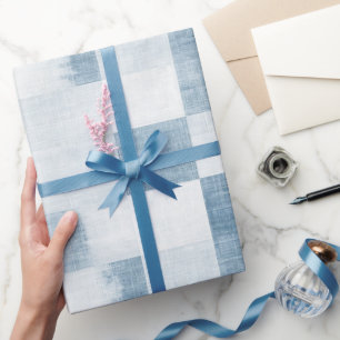 Faux Blue White Denim Jean Birthday Wrapping Paper