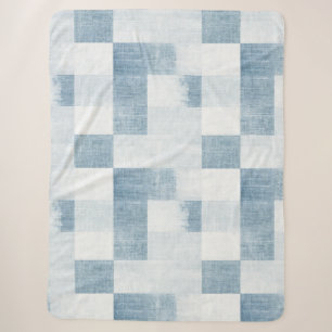 Faux Blue White Denim Jean Sherpa Blanket