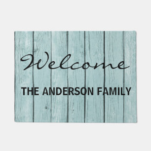Faux Blue Wood personalized Door Mat