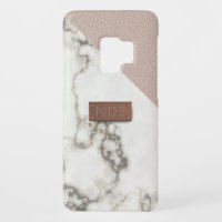 Faux Blush Leather Marble Case-Mate Samsung Galaxy S9 Case
