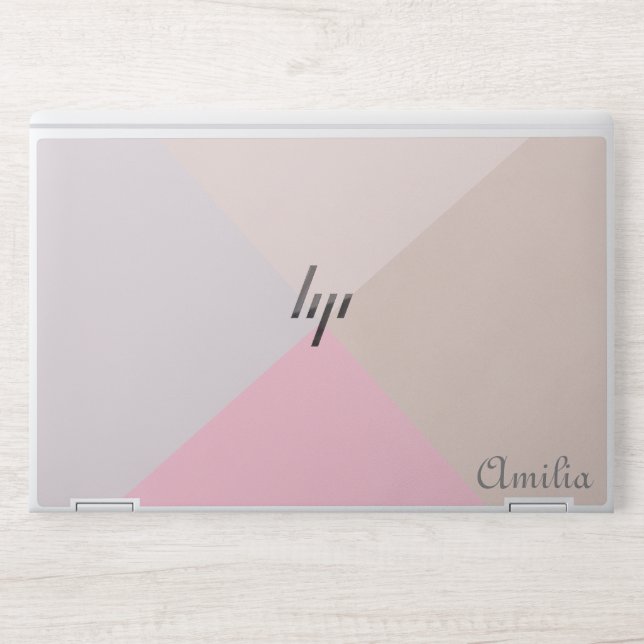 Faux Blush Leather Marble Rose Gold Monogram  HP Laptop Skin (Front)