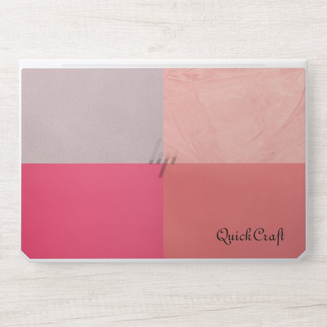 Faux Blush Leather Marble Rose Gold Monogram  HP Laptop Skin (Front)