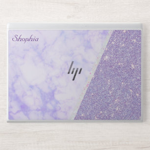 Faux Blush Leather Purple Marble Monogram 2025 HP Laptop Skin