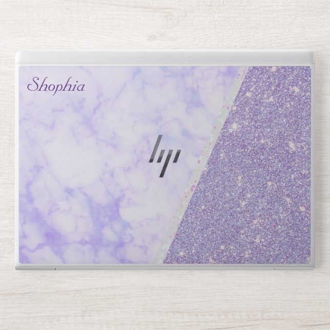 Faux Blush Leather Purple Marble Monogram 2025  HP Laptop Skin (Front)