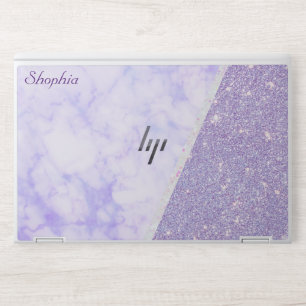 Faux Blush Leather Purple Marble Monogram HP Laptop Skin