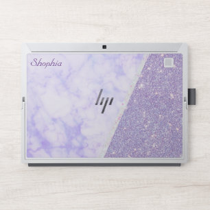 Faux Blush Leather Purple Marble Monogram HP Laptop Skin