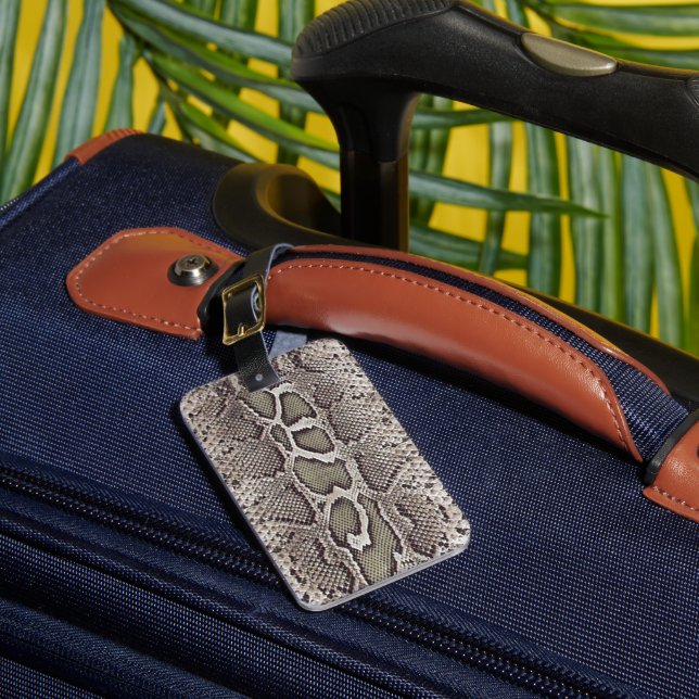 Faux Boa Constrictor Snake Skin Luggage Tag (Front Insitu 1)