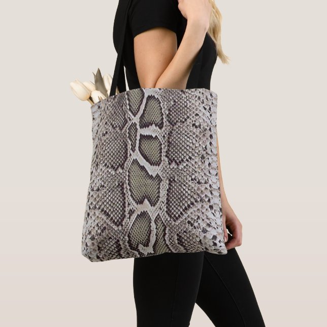 Faux Boa Constrictor Snake Skin Tote Bag (Close Up)