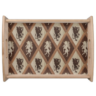 Faux Bois Unicorns and Dragons Serving Tray