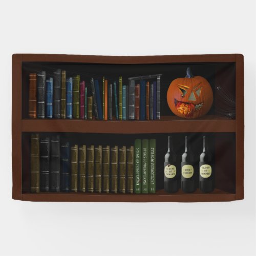 Faux Book Shelf Haunted House  Banner