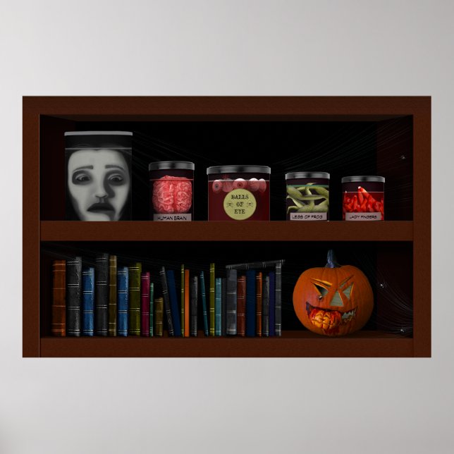 Faux Bookshelf Haunted House Lab Halloween  Poster (Front)