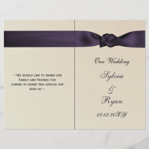 FAUX bow amethyst purple wedding programs