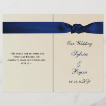 FAUX bow navy blue wedding programs