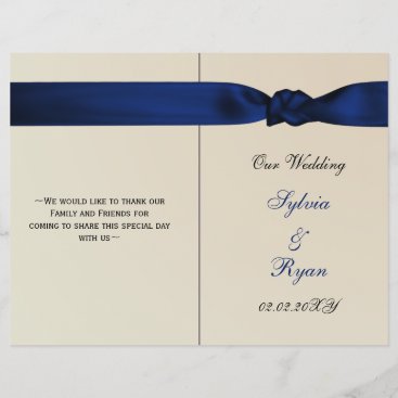 FAUX bow navy blue wedding programs