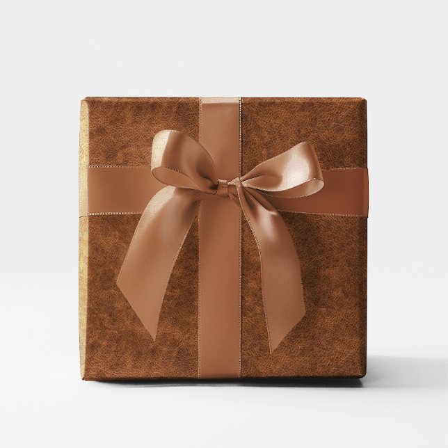 Faux Bright Brown Leather Wrapping Paper (Faux Leather Wrapping Paper)