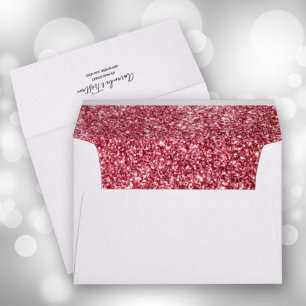 Faux Bright Pink Glitter 5 x 7 Envelope