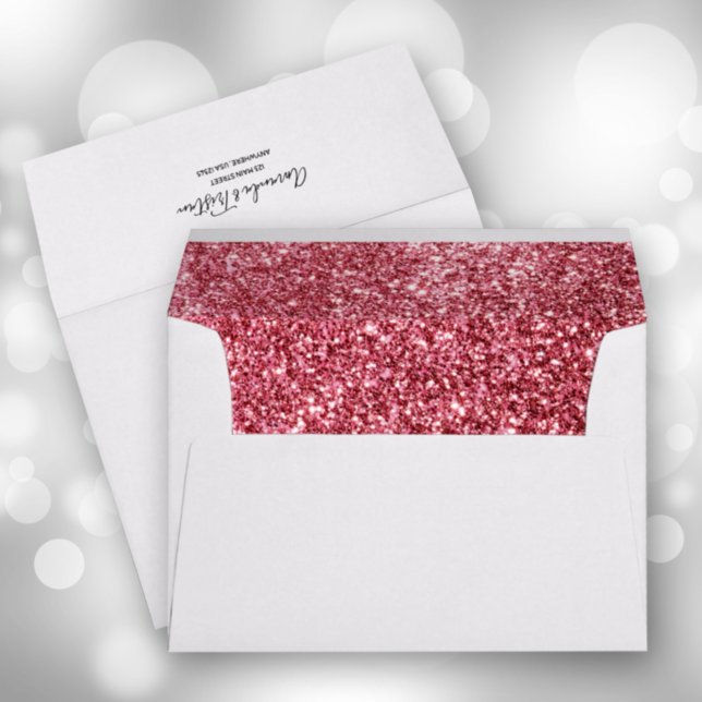 Faux Bright Pink Glitter 5 x 7 Envelope (Creator Uploaded)