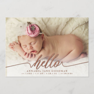 Faux Bronze Baby Birth Announcement Photo Cards