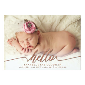 Faux Bronze Baby Birth Announcement Photo Cards