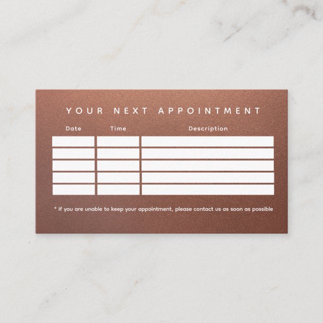 Faux Bronze Clean Business Logo  Appointment Card (Front)