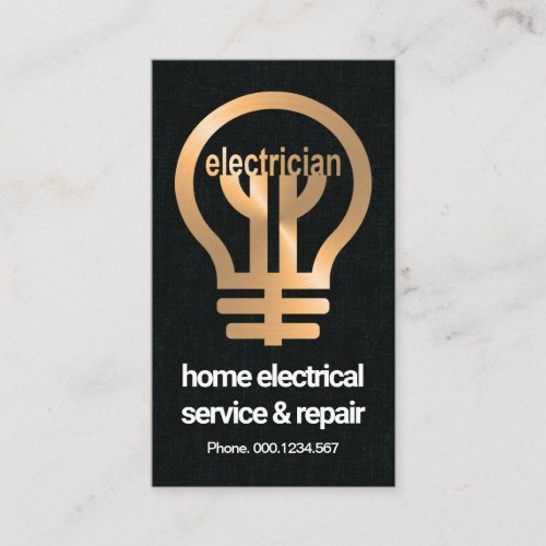 Faux Bronze Light Bulb Electrical Contractor Business Card