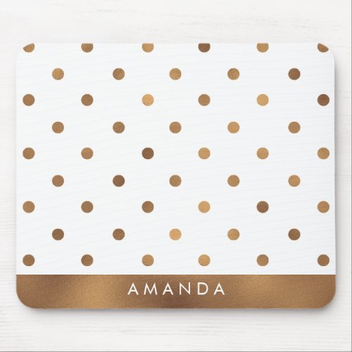 Faux BRONZE POLKA DOTS PERSONALIZE ADD YOUR NAME Mouse Pad