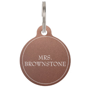 Faux Bronze QR Code Custom Text Simple Pet ID Tag