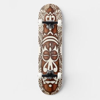 Faux Brown Aboriginal-african Mask Skateboard 5b by LilithDeAnu at Zazzle