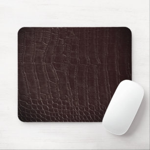 Faux Brown Alligator Crocodile Leather Print Mouse Pad