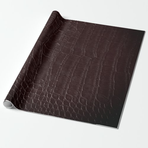 Faux Brown Alligator Crocodile Leather Print Wrapping Paper