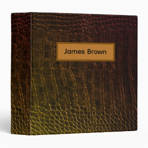 Faux Brown Alligator Leather Print 3 Ring Binder