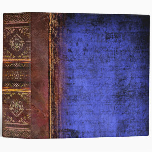 Faux Brown and Blue Leather Ancient Tome 3 Ring Binder