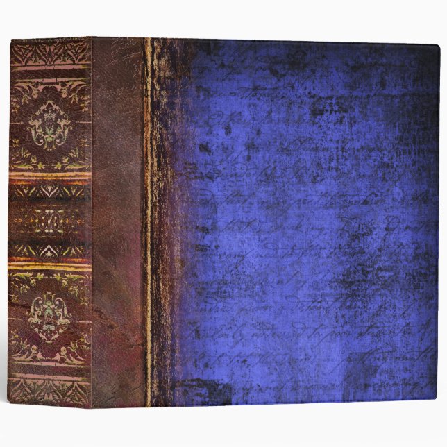 Faux Brown and Blue Leather Ancient Tome 3 Ring Binder (Front/Spine)