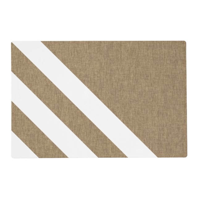 Faux Brown Burlap Design White Stripes Placemat (Front)