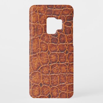 Faux Brown Crocodile Skin Leather Case-mate Samsung Galaxy S9 Case by KeikoPrints at Zazzle