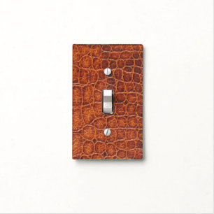 Faux Brown Crocodile Skin Print Light Switch Cover