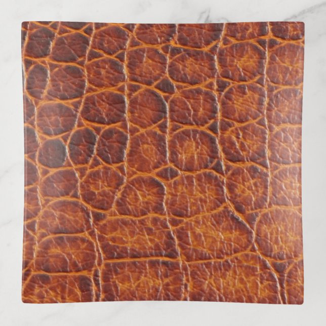 Faux Brown Crocodile Skin Trinket Tray (Front)